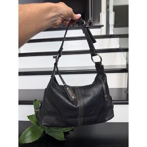 Kenneth Cole Reaction black pebbled leather shoulder hobo handbag adjustable
